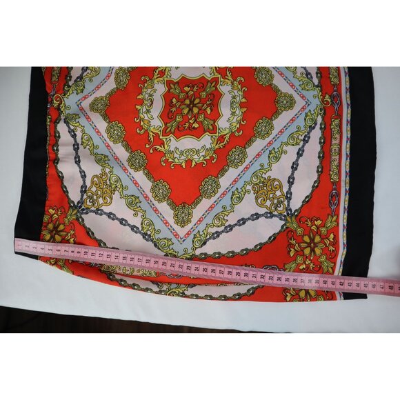 Forever 21 Women's orange/Gold Chain Print Mini Skirt Size L‎ Polyester Back Zip - Picture 9 of 12